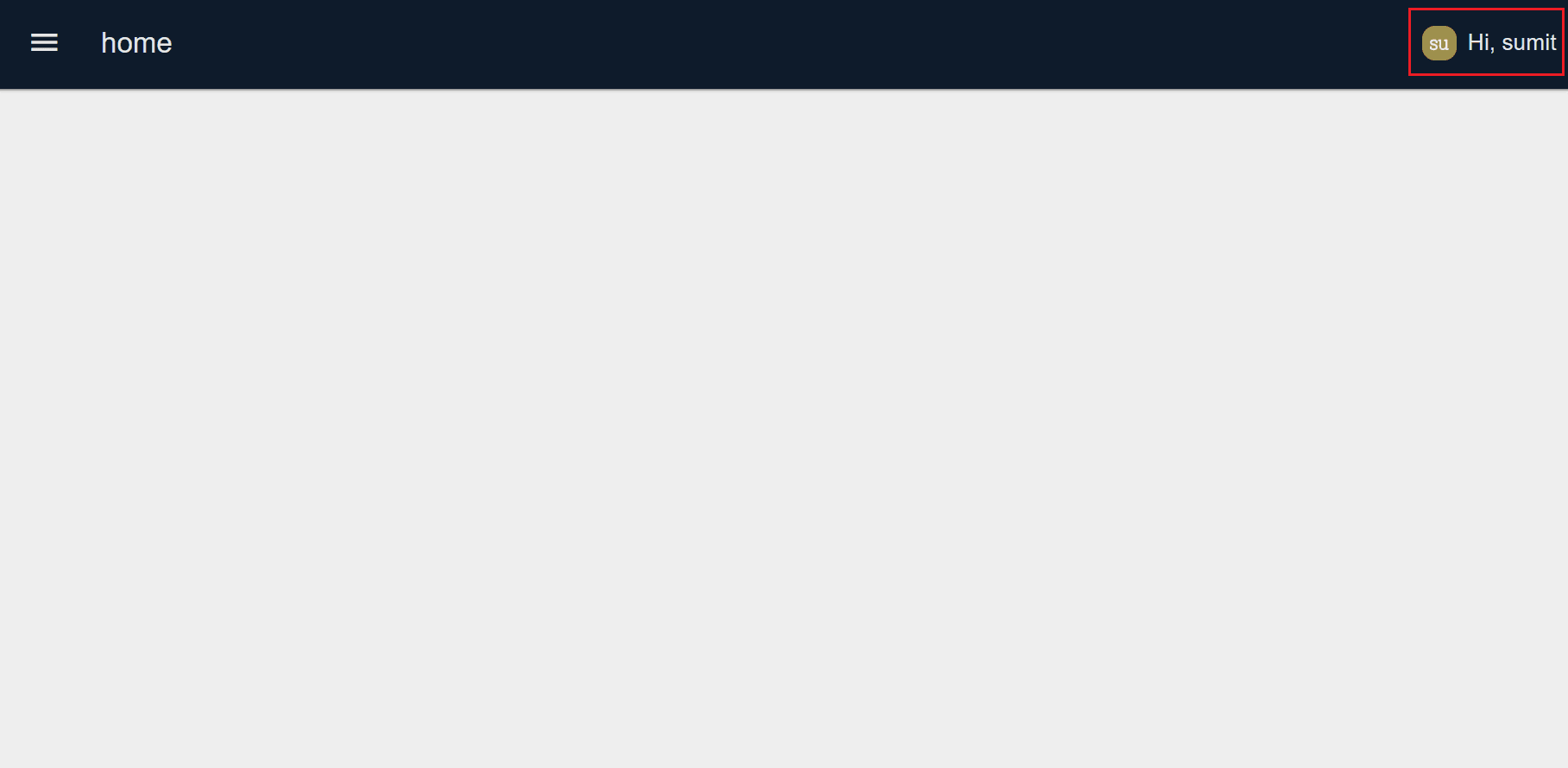 Screenshot of Dashboard displaying logged in user information "Screenshot of Dashboard displaying logged in user information"
